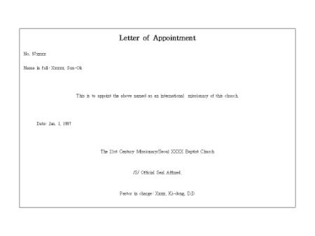 Letter of Appointment(Ӹ)