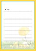 편지지(노란병아리 꽃과 테두리)(밑줄)