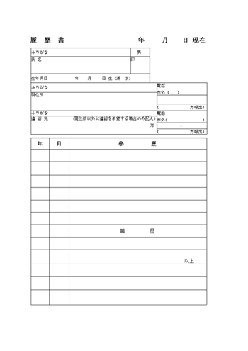 일어 이력서 샘플