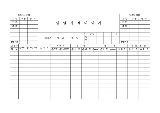 일일거래내역서 미리보기