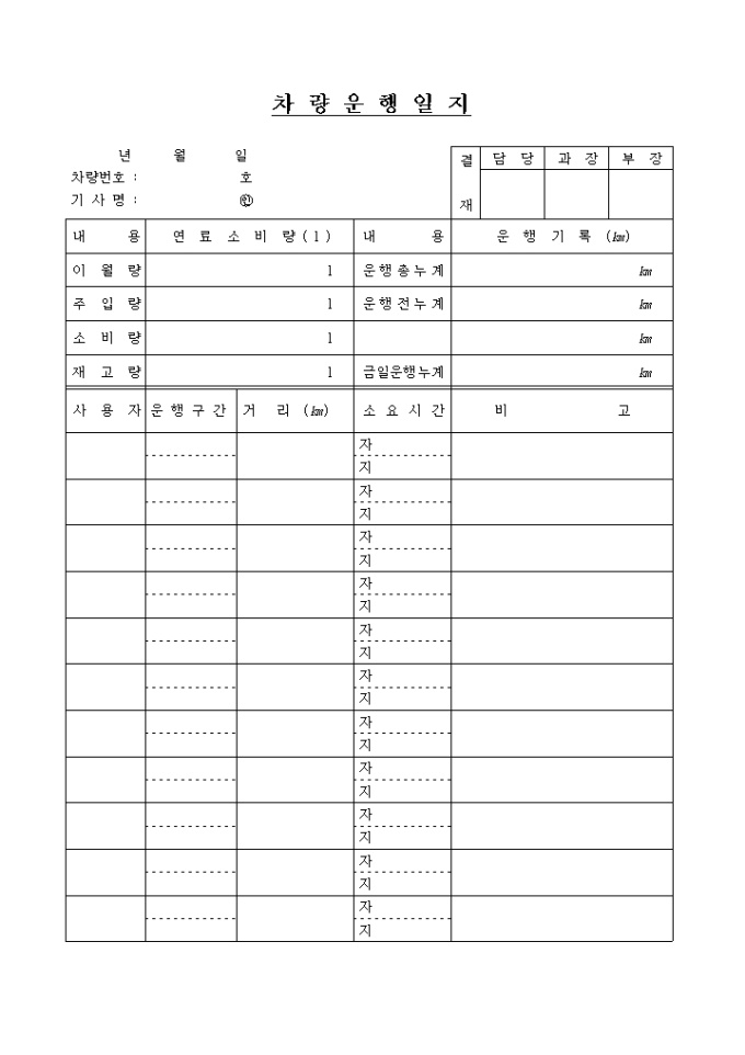 차량운행일지(4) 미리보기