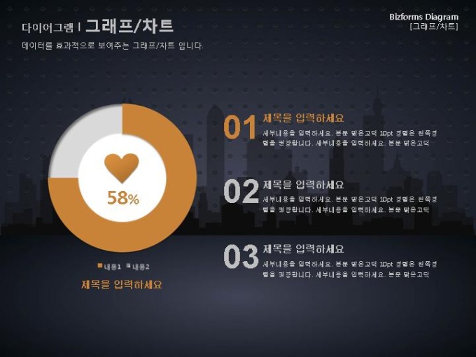 그래프차트(도넛형그래프와 도시배경) 미리보기