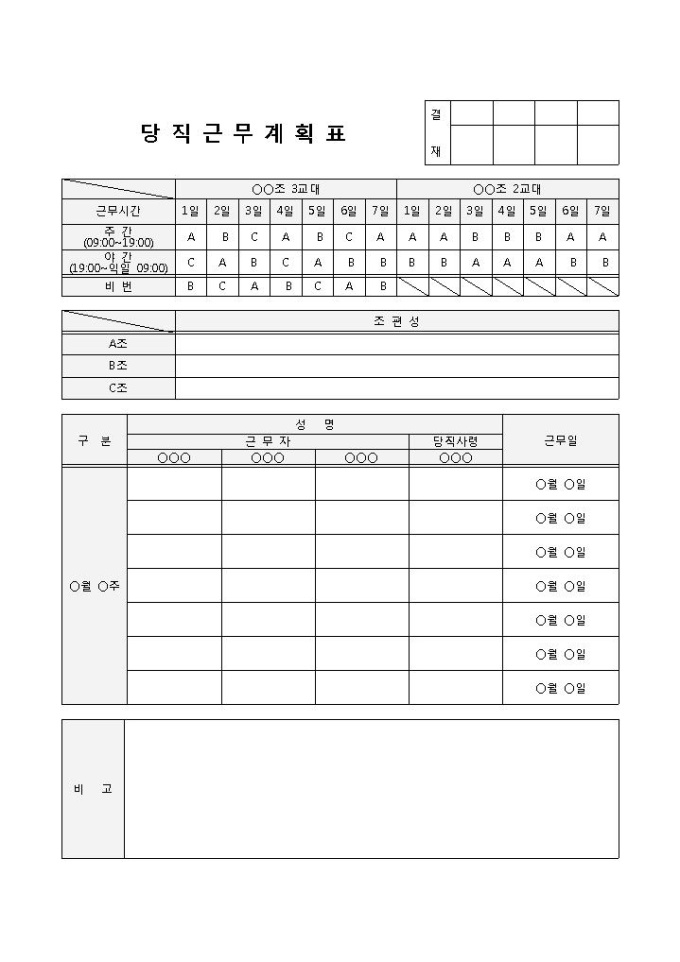 당직근무(응급실) 미리보기