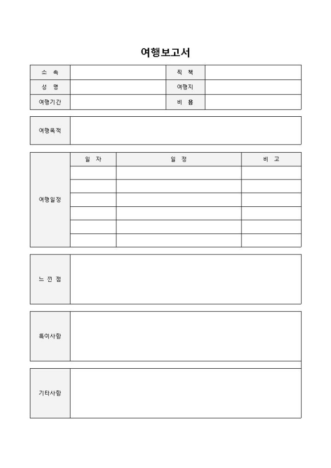 여행보고서양식 미리보기