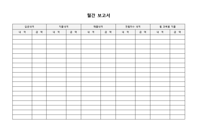 월간보고서양식 미리보기