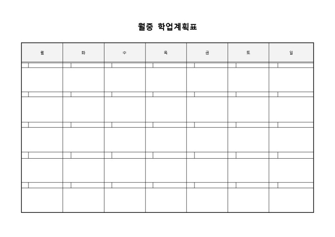 월중 학업계획표 미리보기
