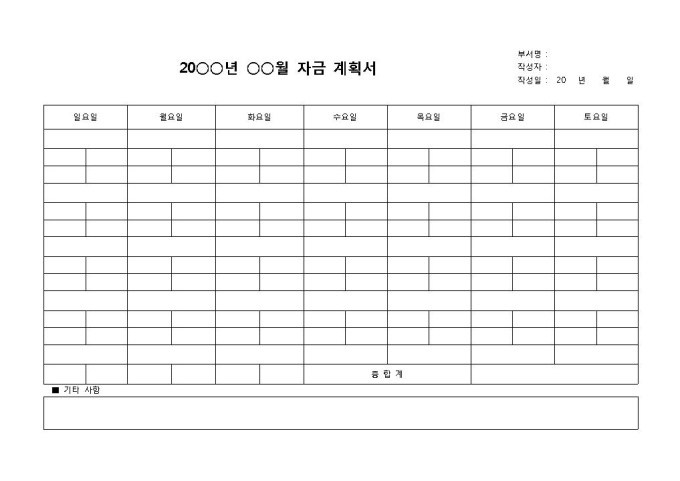 자금계획서(월간) 미리보기