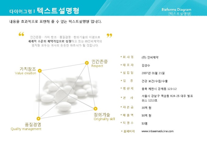 텍스트설명형(회사이념과 회사개요) 미리보기