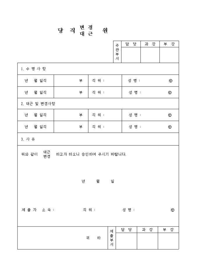 당직변경, 대근원 미리보기