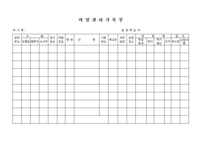 비밀관리 기록부 미리보기