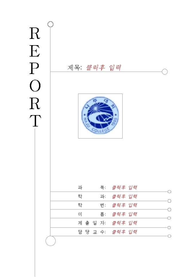 레포트 표지(나주대학) 미리보기