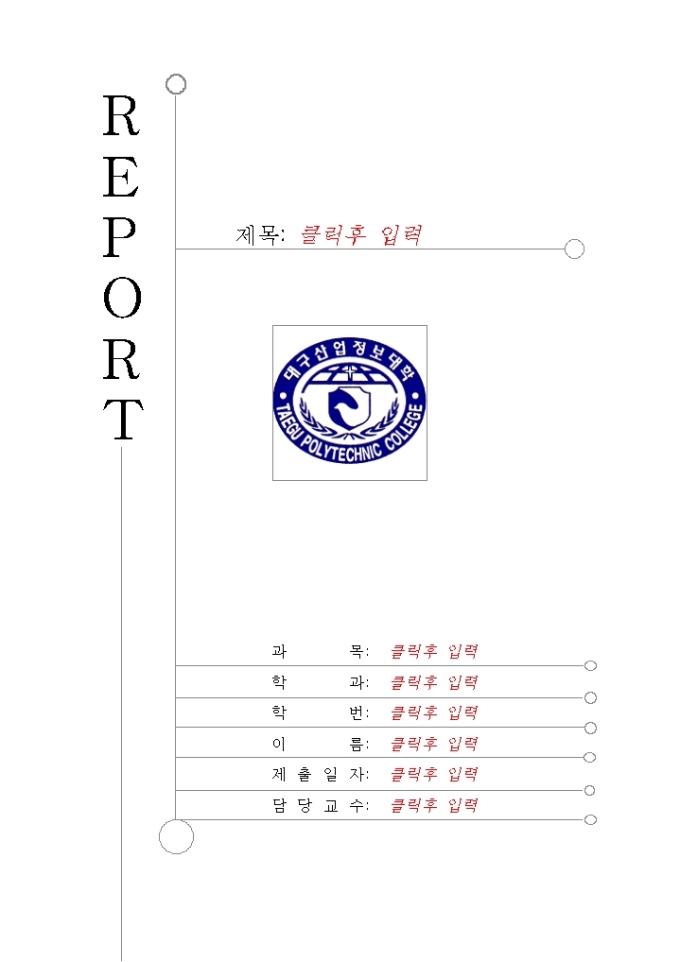 레포트표지(대구 산업정보대학) 미리보기
