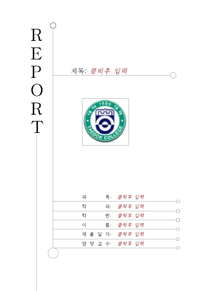 레포트표지(대덕대학) 미리보기