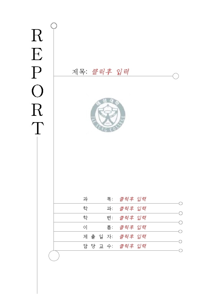 레포트 표지(태성대학) 미리보기