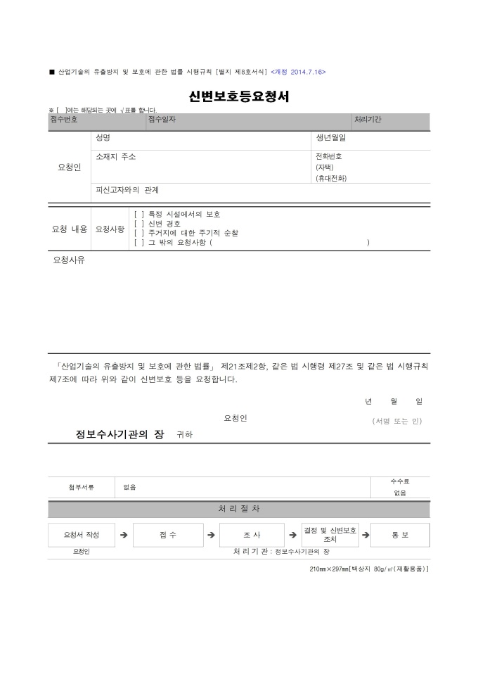 신변보호요청서 미리보기