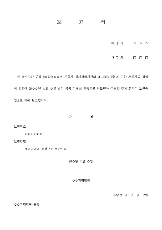 조사 보고서(집달관의 자동차 인도현황) 미리보기