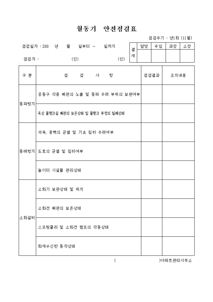월동 기안전점검표 미리보기