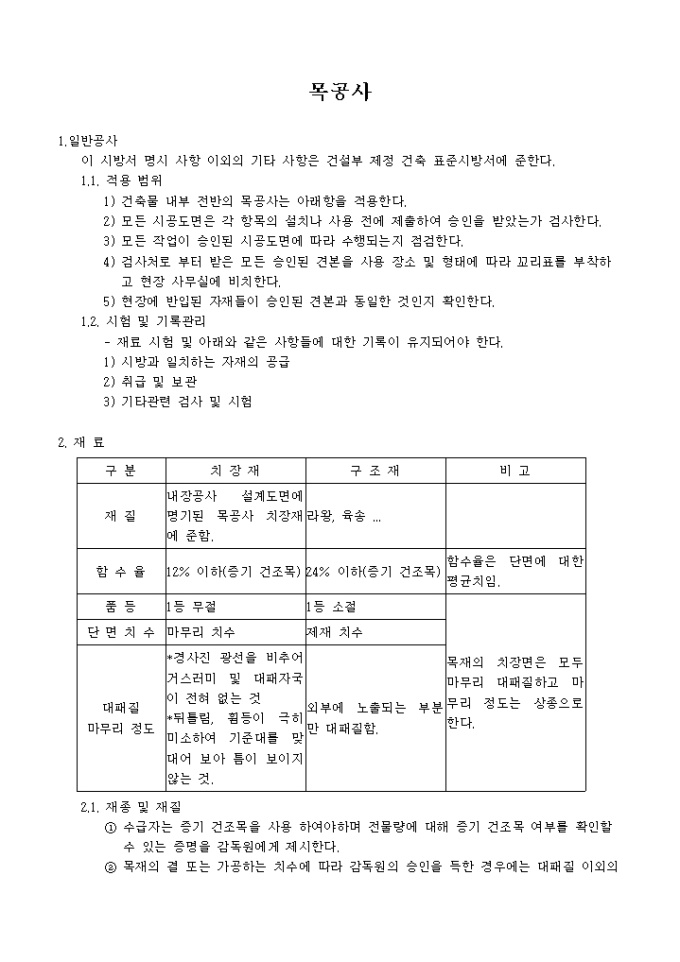인테리어 시공 관련 시방서(목공사) 미리보기