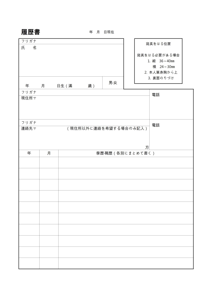 일문 이력서 미리보기