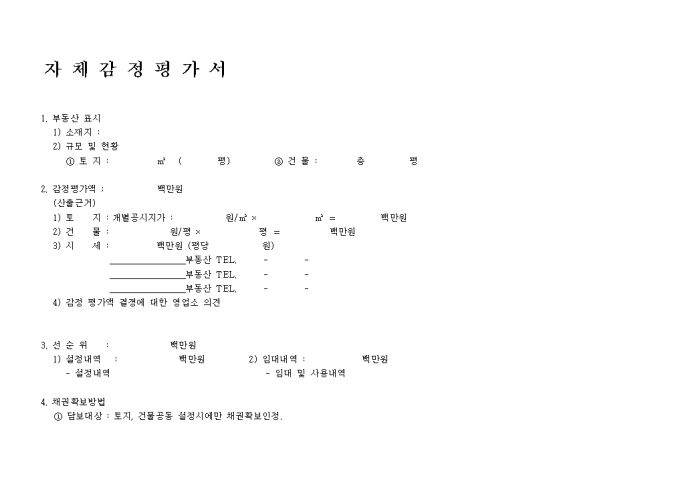 부동산 자체 감정평가서 미리보기