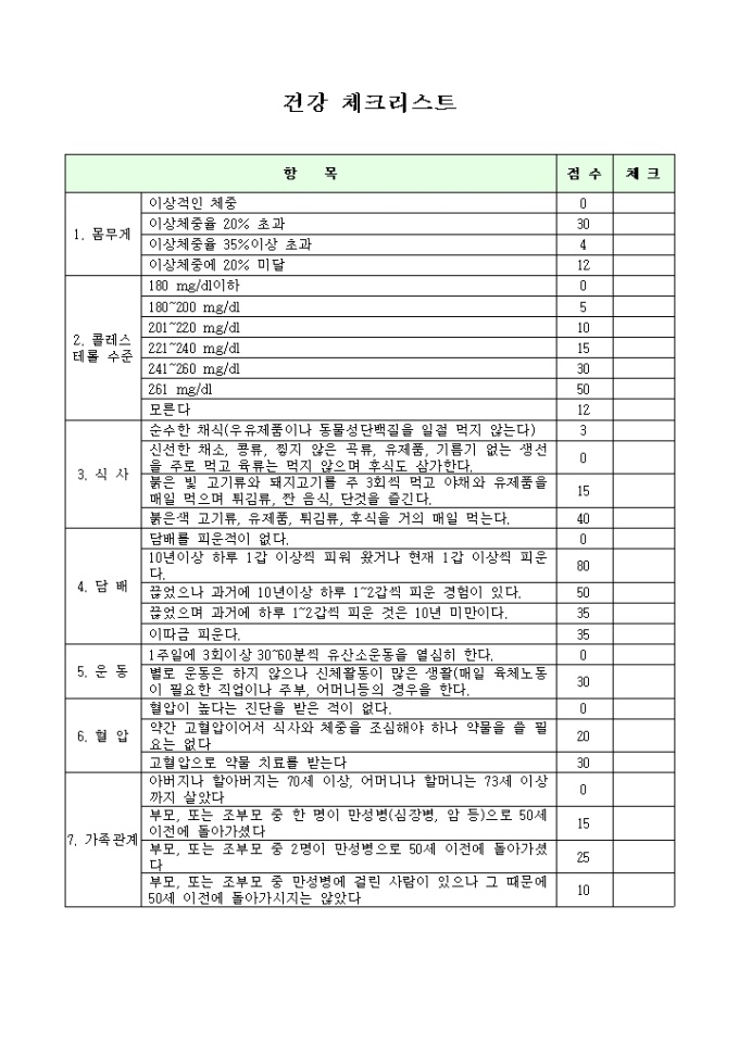 건강 체크리스트 미리보기