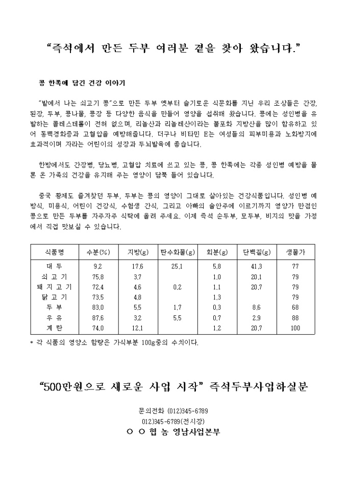 사업투자 소개서(지면광고) 미리보기