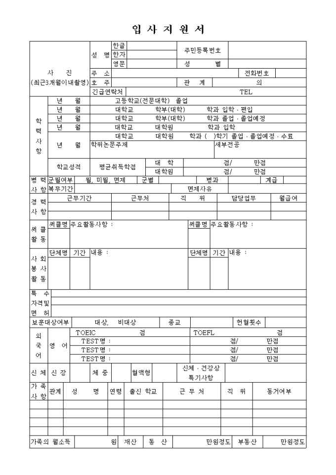 입사지원서(상세기술) 미리보기
