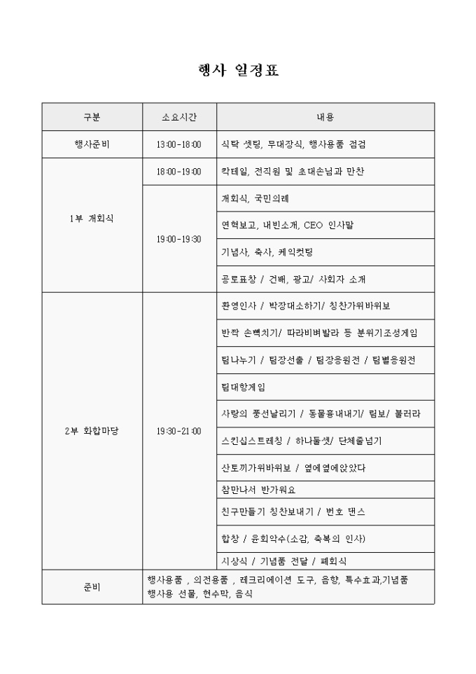 일정표(시무식 행사) 미리보기