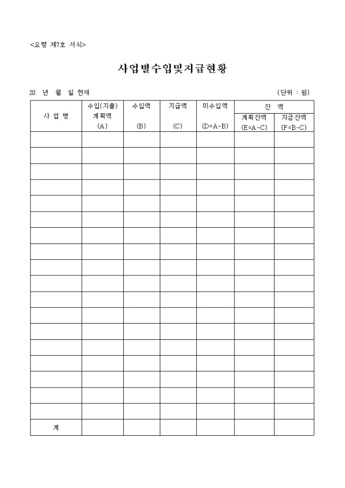 기금의조성(사업별수입 및 지급현황) 미리보기
