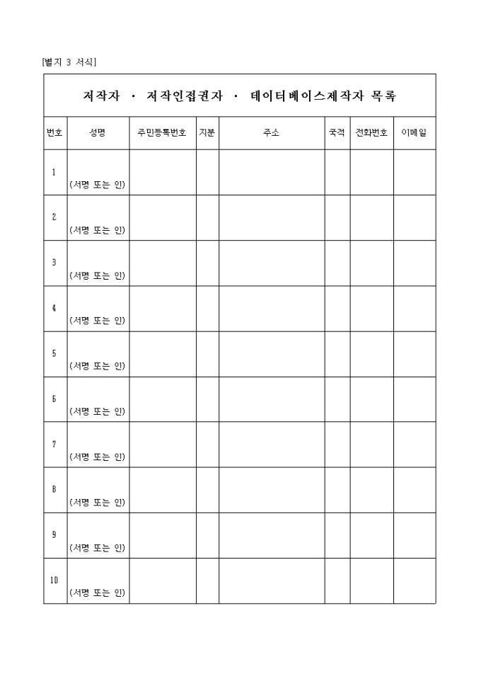 저작(인접권)자 목록지 미리보기