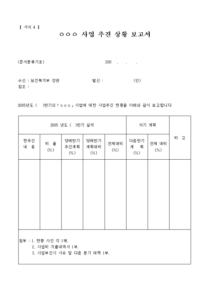 사업추진 상황 보고서(복권기금사업집행)(서식4) 미리보기
