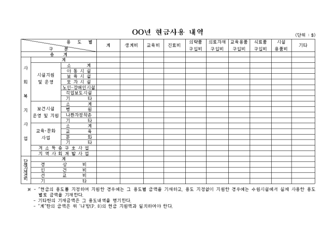 현금사용 내역 미리보기