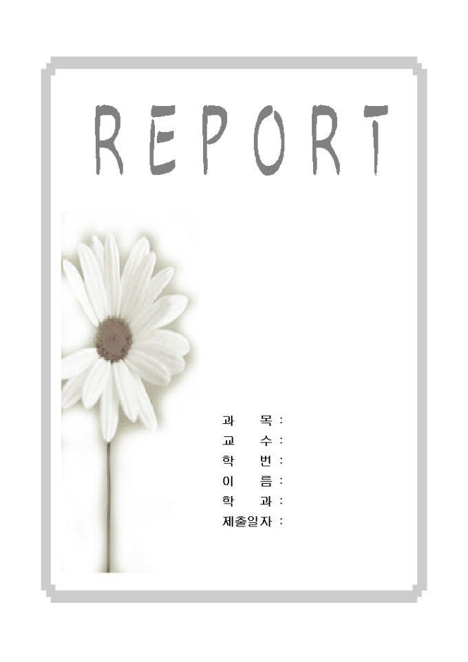 레포트 겉 표지(꽃 표지) 미리보기