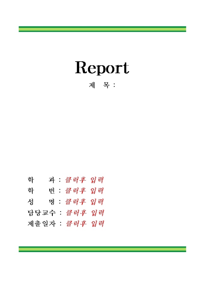 레포트 표지(초록선) 미리보기