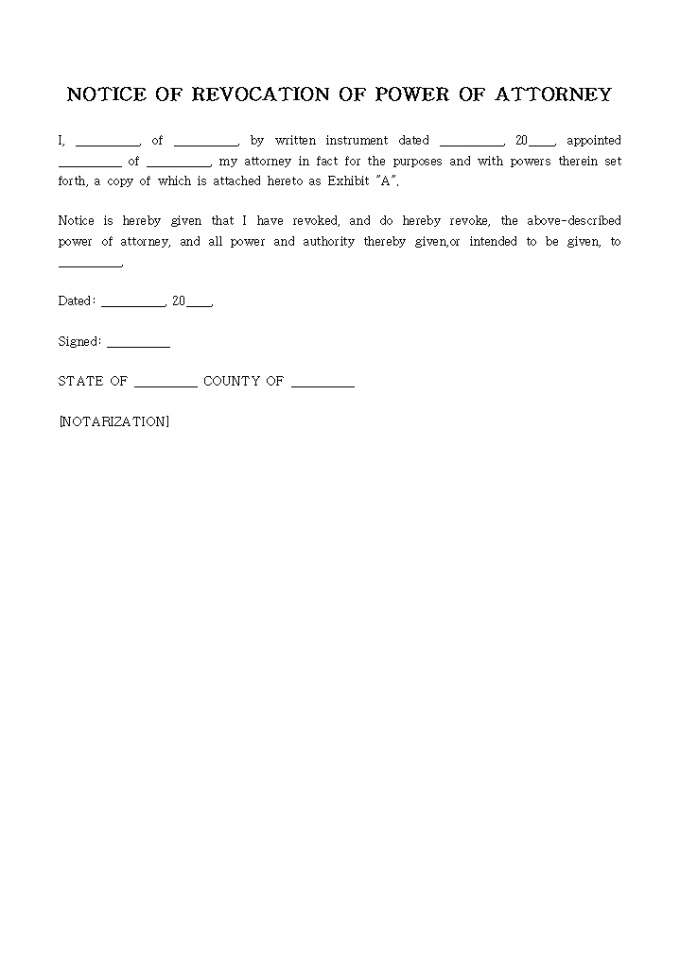 NOTICE OF REVOCATION OF POWER OF ATTORNEY 미리보기