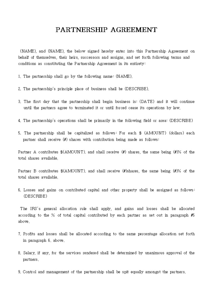 PARTNERSHIP AGREEMENT 미리보기