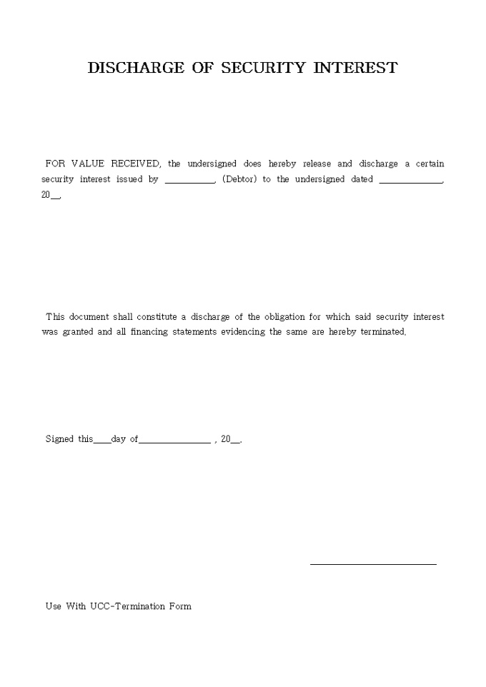 DISCHARGE OF SECURITY INTEREST 미리보기