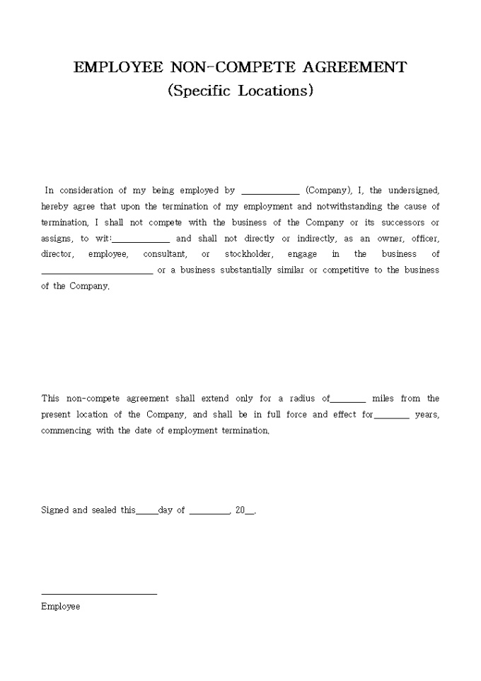 EMPLOYEE NON-COMPETE AGREEMENT 미리보기