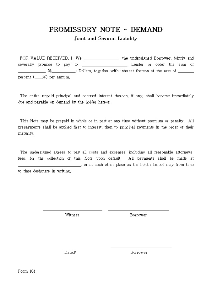 PROMISSORY NOTE - DEMAND01 미리보기