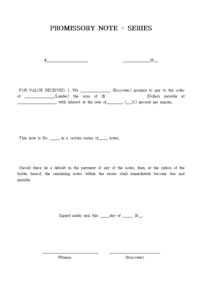 PROMISSORY NOTE - SERIES01 미리보기