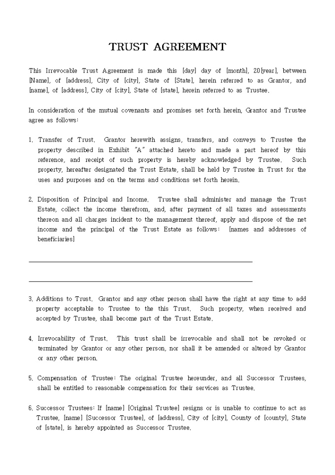 TRUST AGREEMENT 미리보기