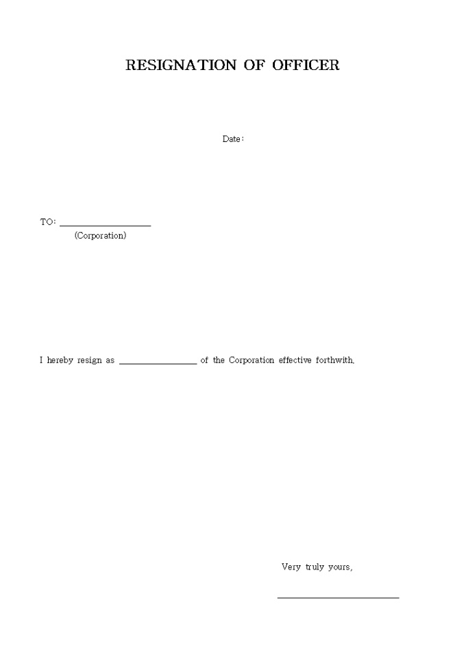 RESIGNATION OF OFFICER 미리보기