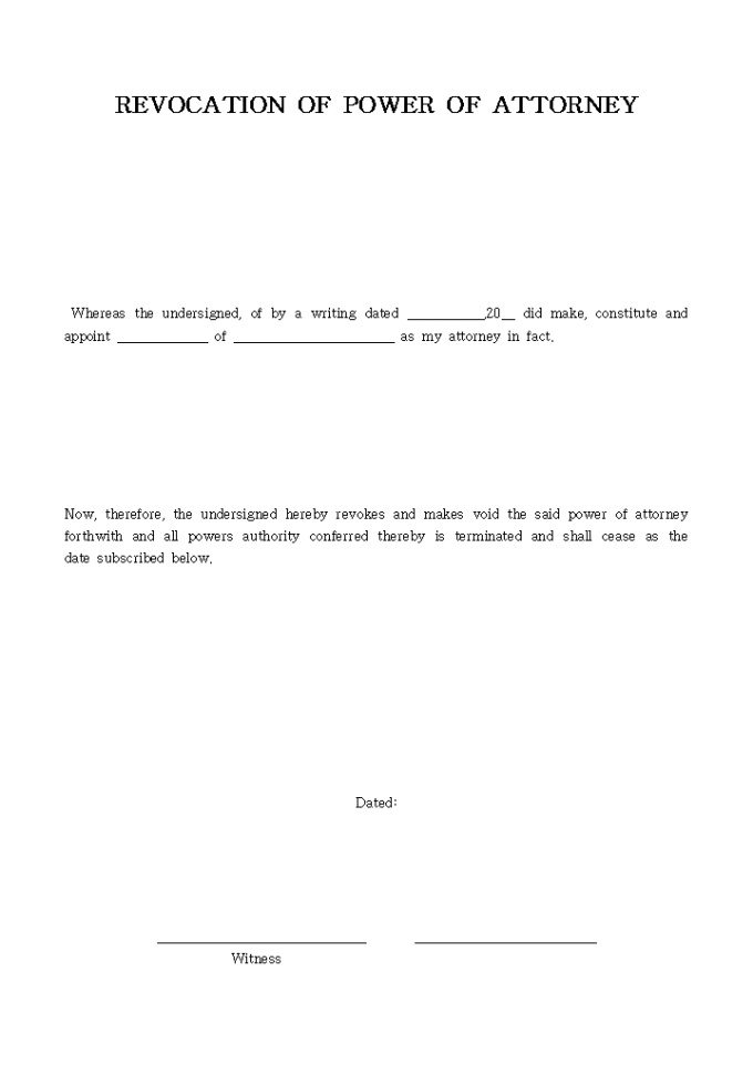REVOCATION OF POWER OF ATTORNEY 미리보기