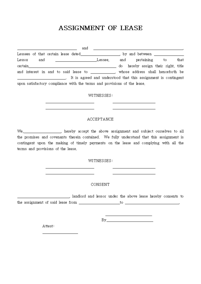 ASSIGNMENT OF LEASE 미리보기
