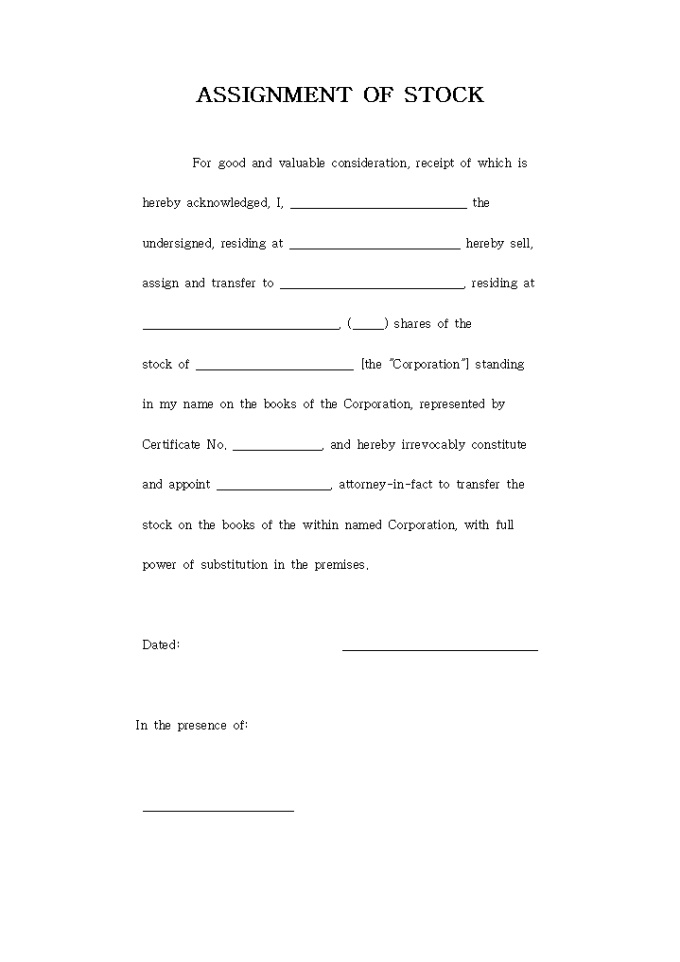 ASSIGNMENT OF STOCK 미리보기
