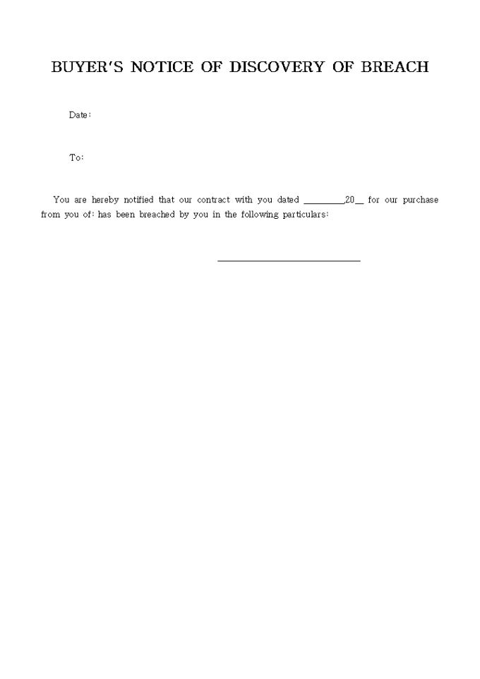 BUYER´S NOTICE OF DISCOVERY OF BREAC 미리보기