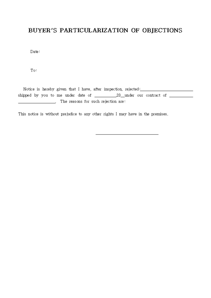 BUYER´S PARTICULARIZATION OF OBJECTIONS 미리보기