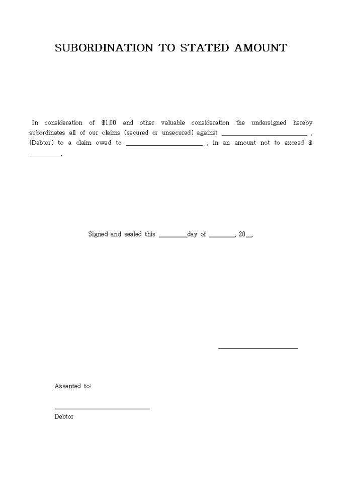 SUBORDINATION TO STATED AMOUNT 미리보기