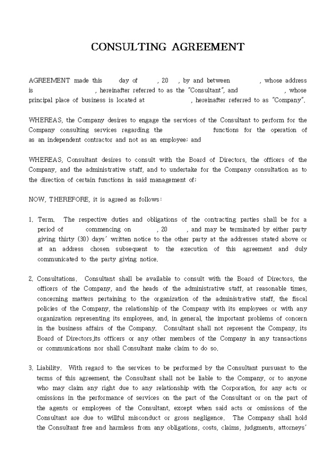 CONSULTING AGREEMENT 미리보기