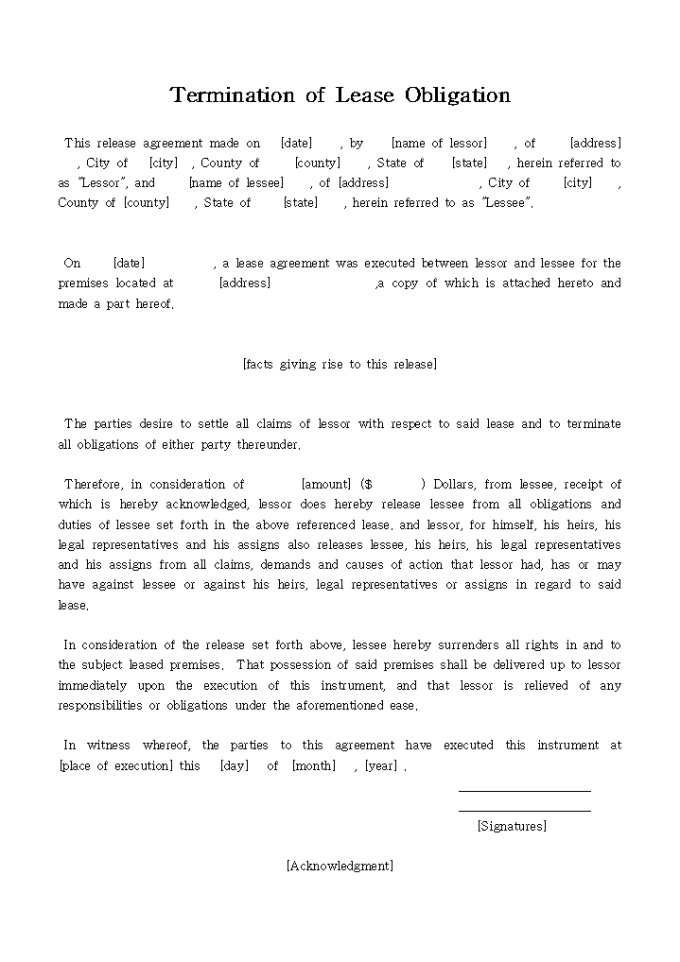 Termination of Lease Obligation 미리보기